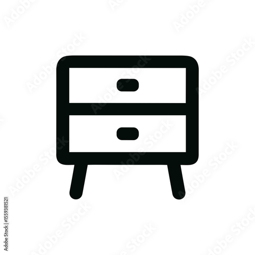 Minimalist Outline Bedside Table with Two Drawers Furniture Icon