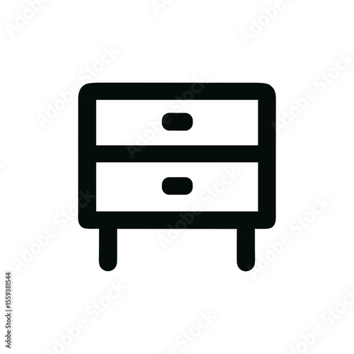 Minimalist Bold Outline Nightstand Drawer Storage Furniture Interior Icon