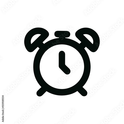 Simple Outline Alarm Clock Reminder Notification Time Icon Graphic