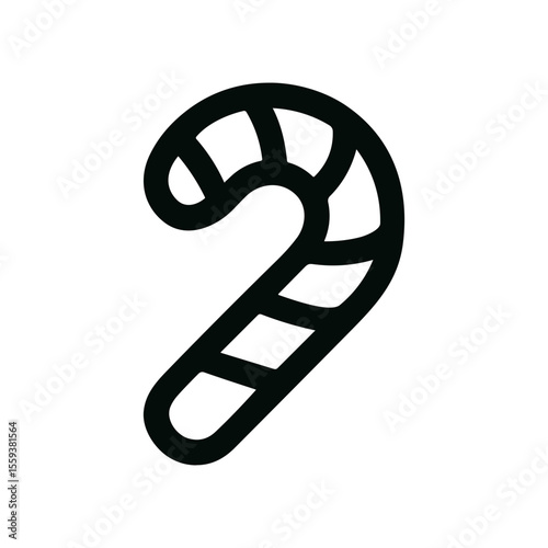 Simple Outlined Candy Cane Stroke Style Christmas Holiday Icon