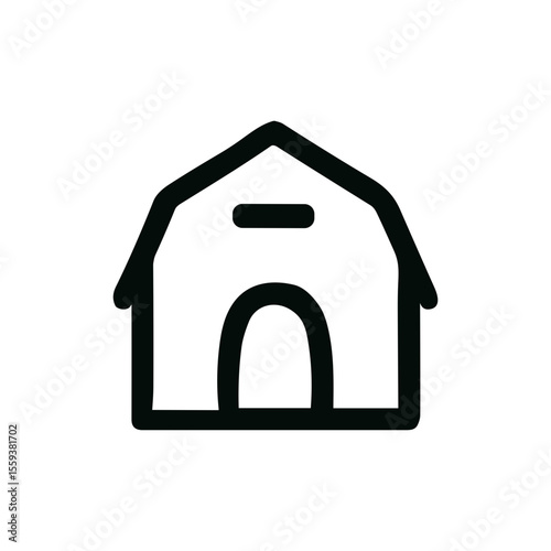 Simple Outline Handdrawn Barn Farm Building Construction Symbol Icon