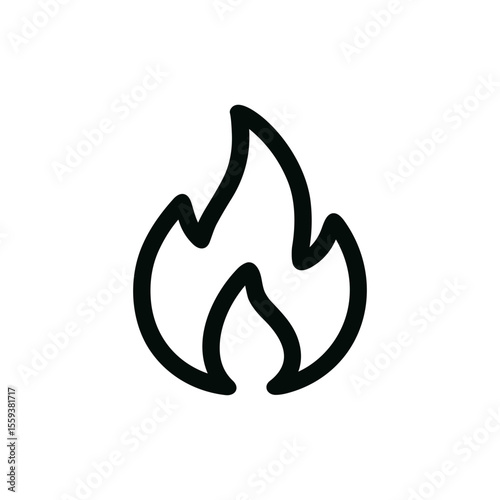 Simple Outline Flame Shape Graphic Element Fire Icon Illustration