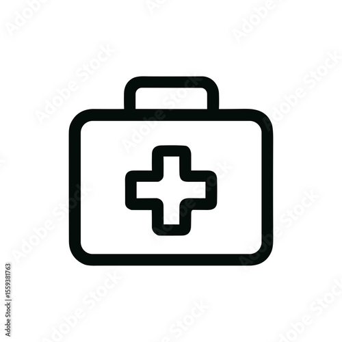 Simple Outline Medical Kit First Aid Box Icon Symbol Design