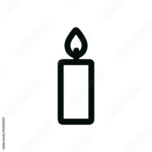 Simple Outline Isolated Candle Flame Light Symbol Flat Icon