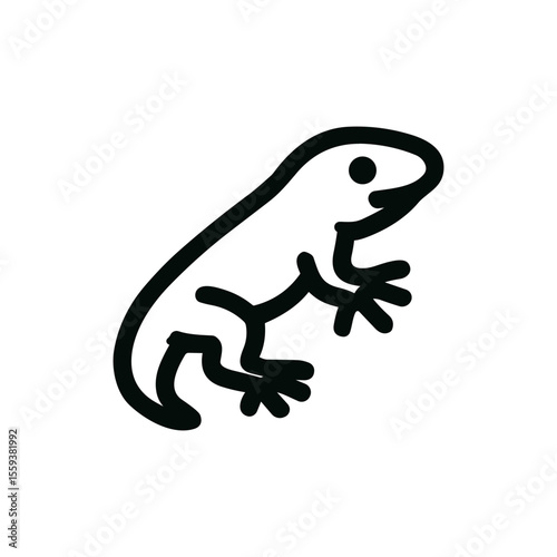 Simple Outline Handdrawn Lizard Reptile Animal Wildlife Icon Illustration