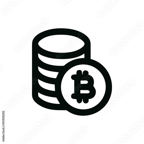 Simple Outline Bitcoin Stack Coin Digital Currency Financial Icon Symbol