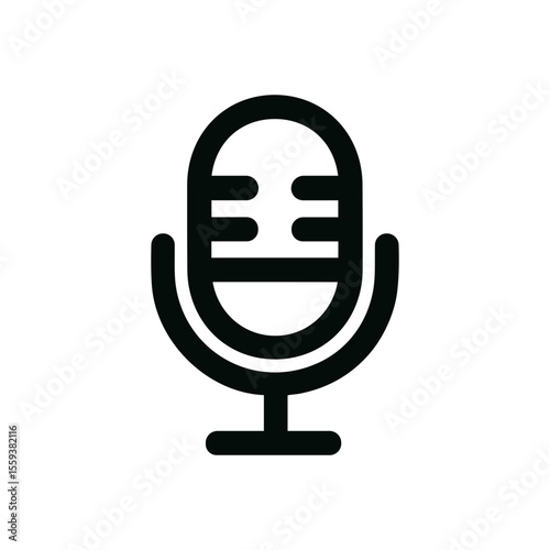 Minimalist Lineart Studio Microphone Symbol Sound Recording Equipment Icon