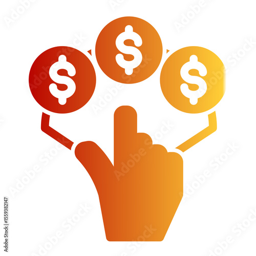 Cost Per Acquisition and Click Revenue Icon (Solid Gradient style)