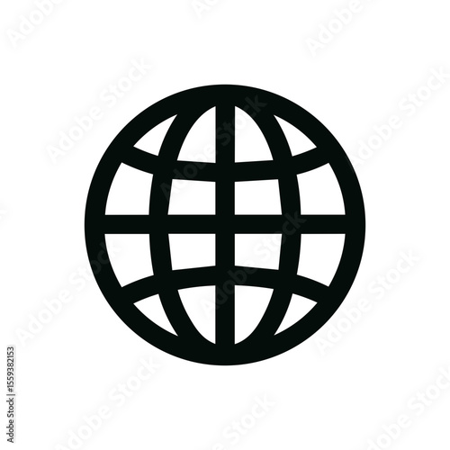 Simple Line World Globe Icon for Website and Application Design