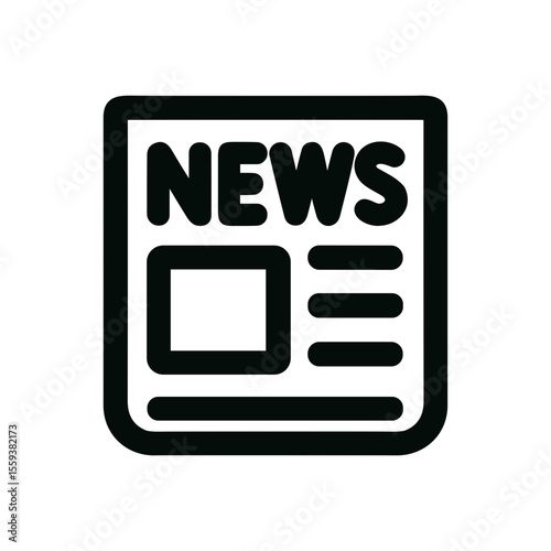 Rounded Lineart News Publication Paper Daily Information Icon Graphic
