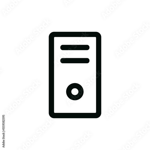 Simple Line Style Computer Server Tower Icon Outline Isolated