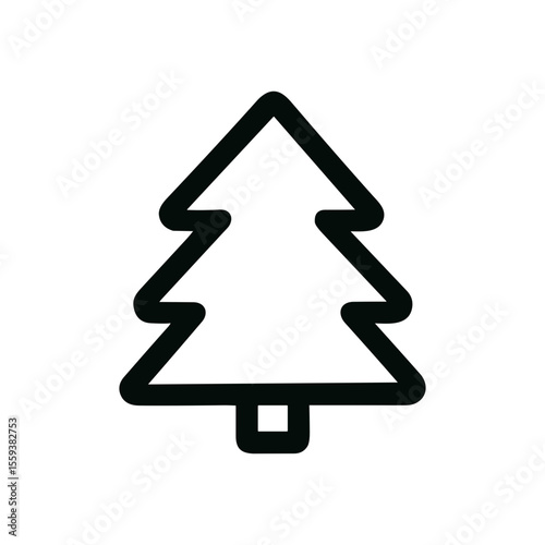 Minimalist Outline Evergreen Tree Shape Graphic Icon Symbol