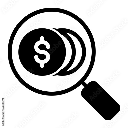 Magnifying Glass Icon for Digital Search and Data Analysis (Mixed style)