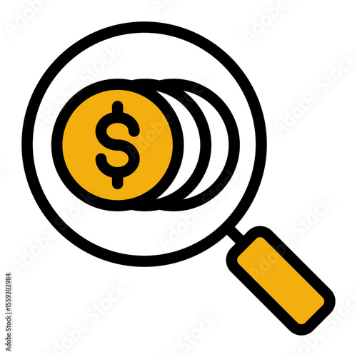 Magnifying Glass Icon for Digital Search and Data Analysis (Outline Color Lineal style)