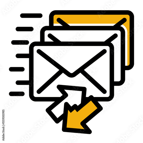 Junk Email Alert and Spam Warning Icon (Outline Color Lineal style)