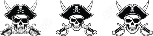 Pirate Skull and Crossbones with Swords - Classic Emblems Set