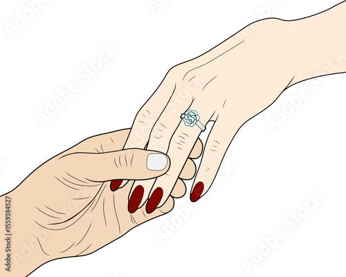 Romantic Engagement Ring Moment – Couple Holding Hands