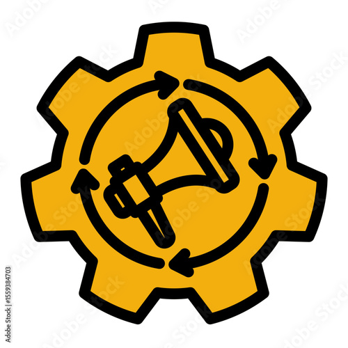 Automated Campaign and AI Advertising Icon (Solid Color Lineal style)