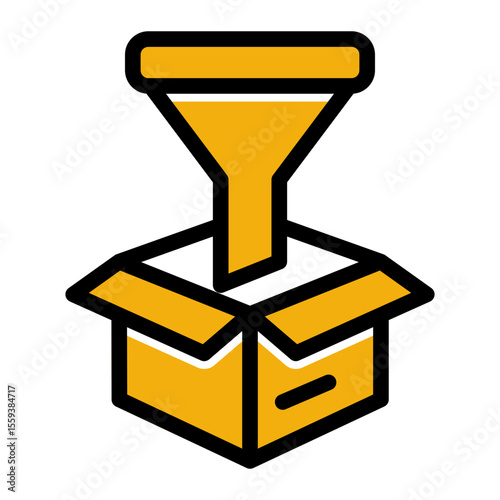Data Filtering and Conversion Funnel Icon (Solid Color Lineal style)