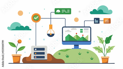 An AIpowered soil analysis system can generate detailed reports and visualizations providing farmers with a comprehensive understanding of their soils fertility and health.. Vector illustration