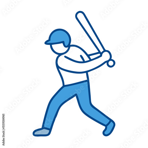 Baseball Player Swinging Bat Icon in Vector Format for Sports Design