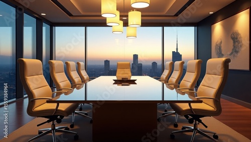 Interior de oficina moderno con una mesa luminosa