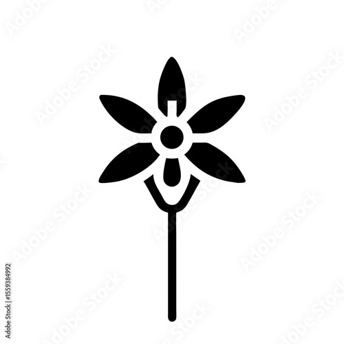 Elegant Botanical Line Drawing of Edelweiss Flower in Minimalist Style