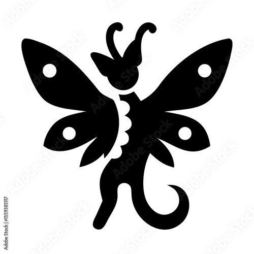 Fantastical Dragon Alebrije Design Featuring Butterfly Wings in Vivid Colors