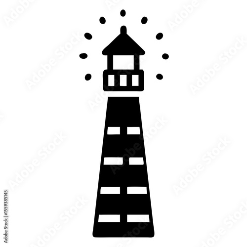 Modern Simplified Lighthouse Icon Designed for Maritime Themes and Branding