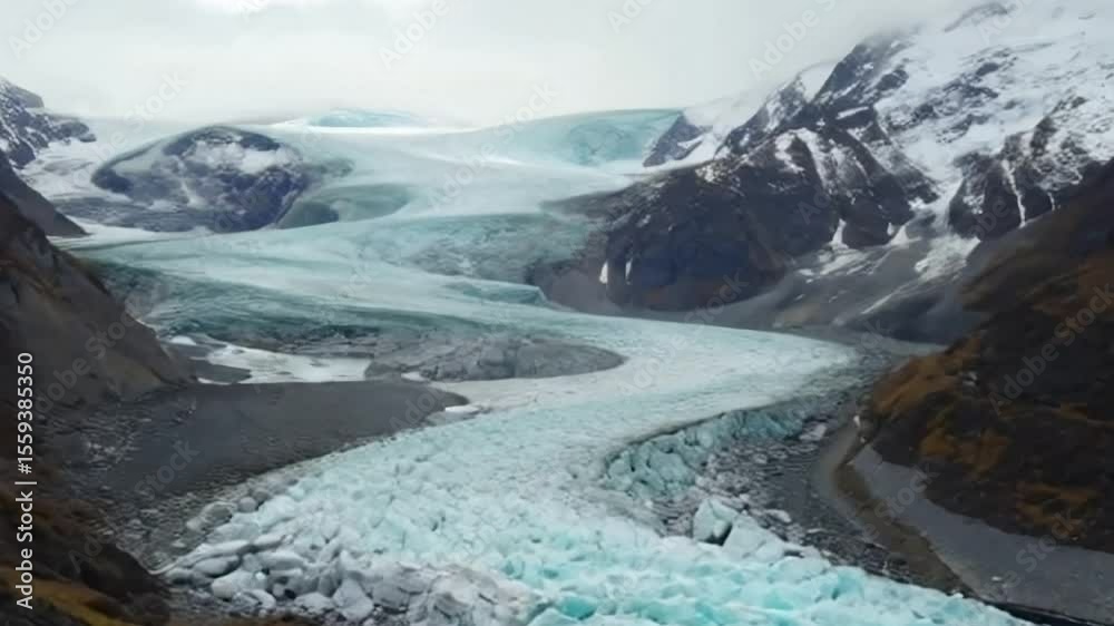 landscape view of the San Rafael Glacier is one of the major outlet glaciers of the Northern Patagonian Ice Field in southern Chile.
