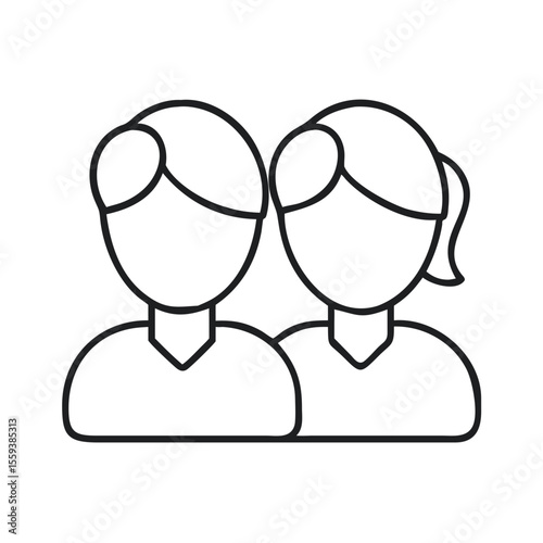 Icon Vector Illustration of Two People Together Signifying Companionship