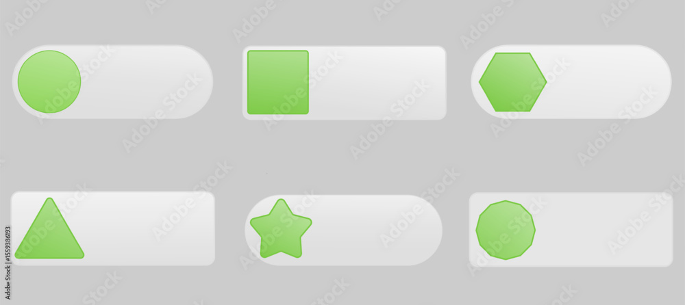 Texted Box Green Geometric Shapes Web Buttons Set Texted Box Green Geometric Shapes Web Buttons Set
