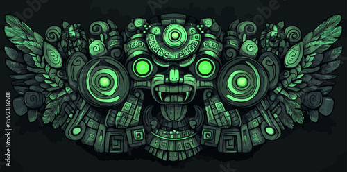 The Aztec editable text effect features a 3D font style that is customizable and rooted in ancient culture