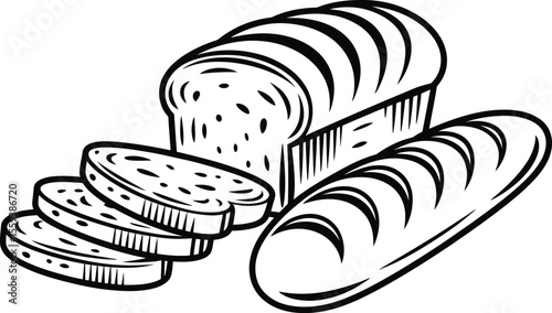 Bread and Loaf Line Art: Delicious Bakery Food Illustrations

