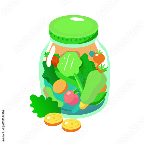 Fresh Vegetables in a Jar for Healthy Eating Blogs, Nutrition Websites, Organic Cooking, and Sustainable Living Awareness  