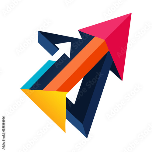 Modern Upward Arrow Design in Bold Colors for Business Growth Concepts, Financial Articles, Marketing Resources, and Infographic Visuals  