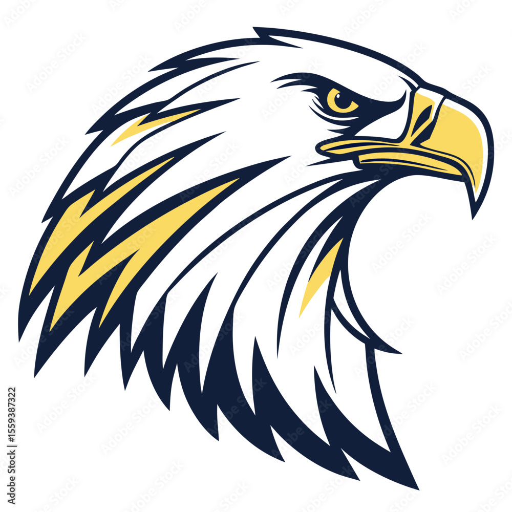 Obraz premium Fierce Bald Eagle Head Vector Logo Aggressive American Patriot Mascot Illustration for Sports Team, Military Badge, and Brand Identity Design