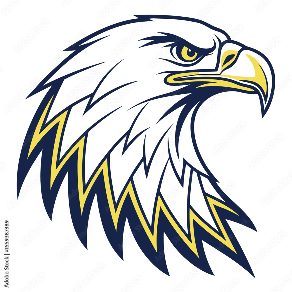 Obraz premium Fierce Bald Eagle Head Vector Logo Aggressive American Patriot Mascot Illustration for Sports Team, Military Badge, and Brand Identity Design