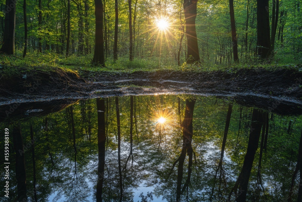 Fototapeta premium Reflections of Trees at Sunrise