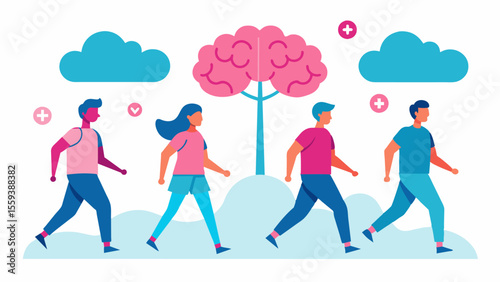 Memory WalkRun Participating in a community memory walk or run not only raises awareness for brain health and related diseases but also promotes physical exercise and social. Vector illustration