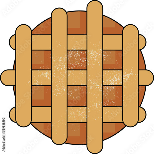 Vector illustration of a classic waffle topped with light dusting of powdered sugar.