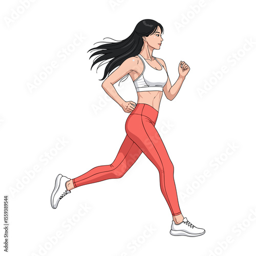 running young woman vector illustration