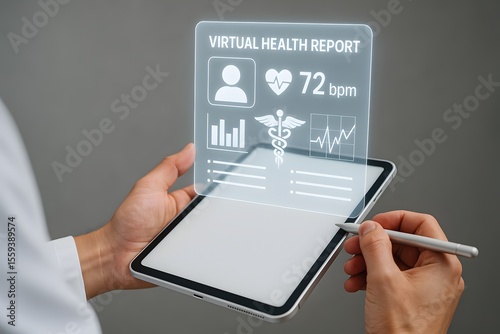 Wallpaper Mural A medical professional uses cutting-edge technology to access a virtual health report, signifying advancements in healthcare and telemedicine. The image evokes a sense of innovation, progress. Torontodigital.ca