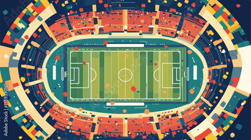 American Football Field Flat Vector Illustration