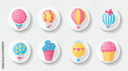 Festive Birthday Badges Celebration with Happy Decoration