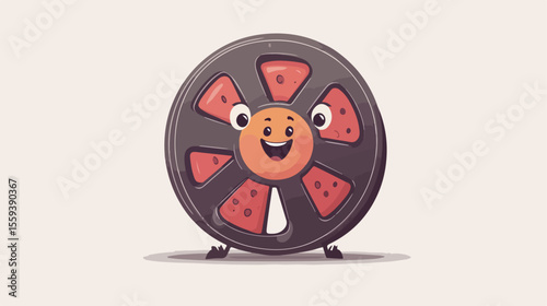 Vintage Film Reel with Painter Cartoon Character - Creative Concept for Media Production