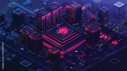 Electronic System Silhouette Flat Design