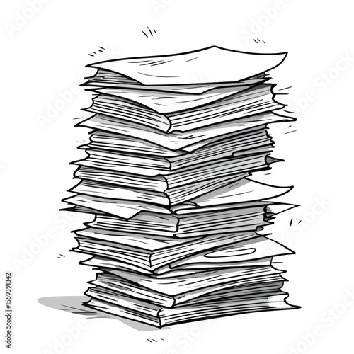 Creative Paper Stack Cartoon Vector Illustration