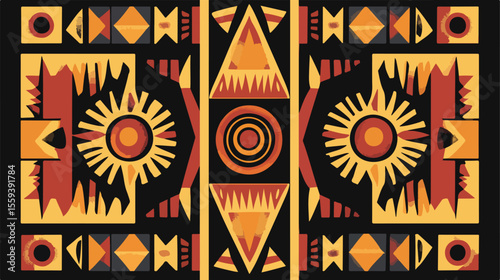 African Culture Abstract Decoration Border in Flat Design