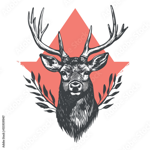 Cute Cartoon Deer Vector Illustration on White Background